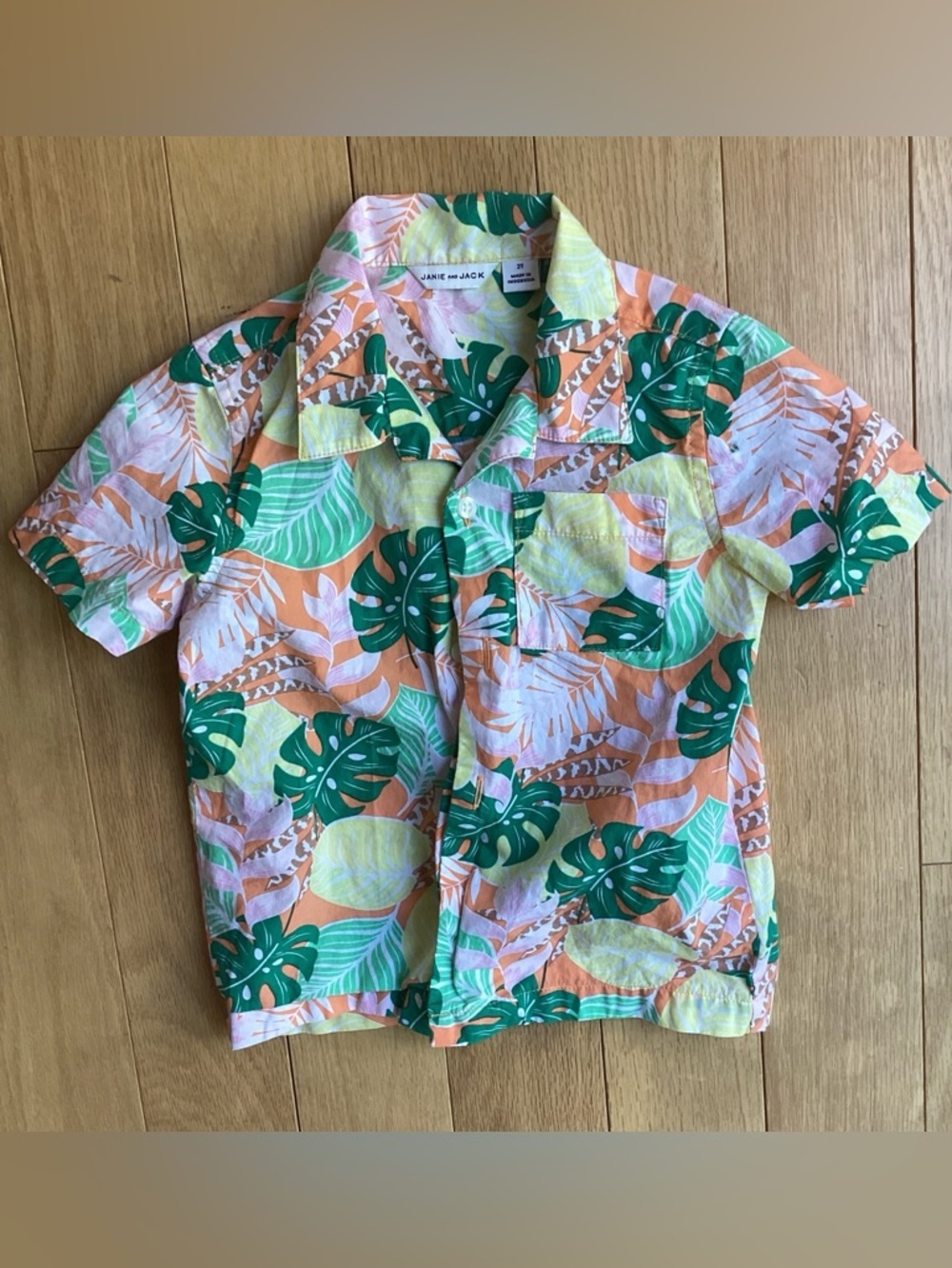 Janie and Jack Tropical Monstera Palm Leaf Cabana Shirt - 2T